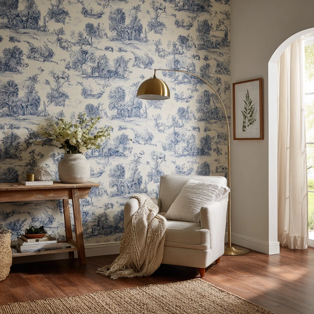 french toile wallpaper