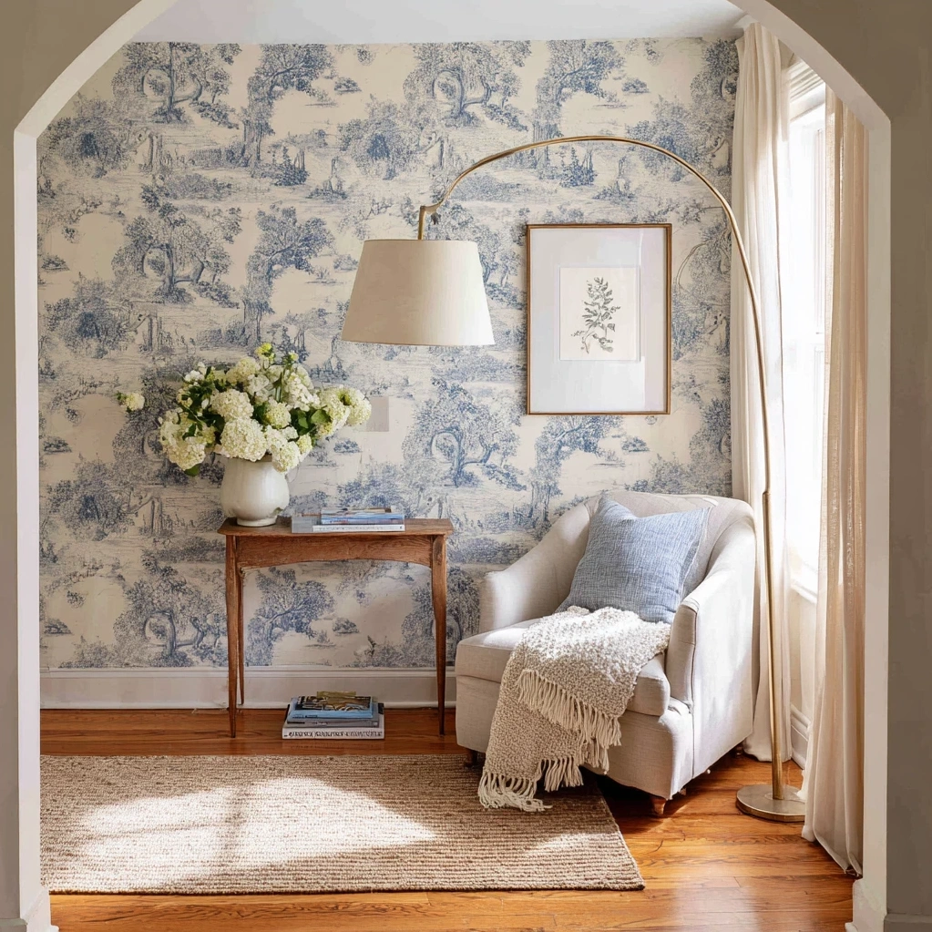 french toile wallpaper
