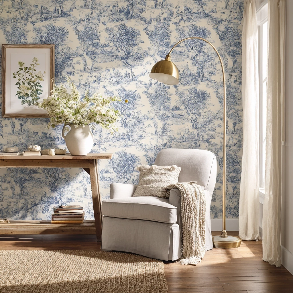 french toile wallpaper