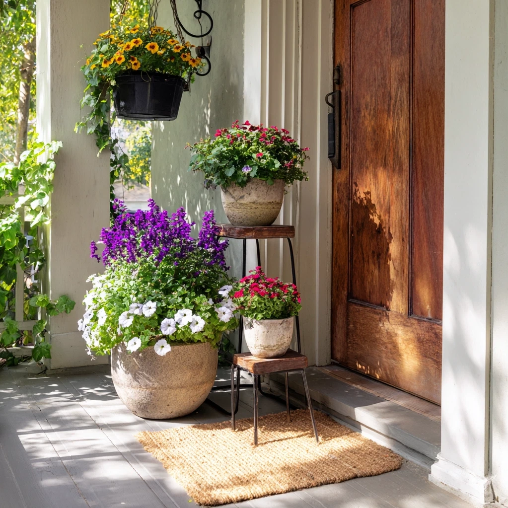 front porch flower pots