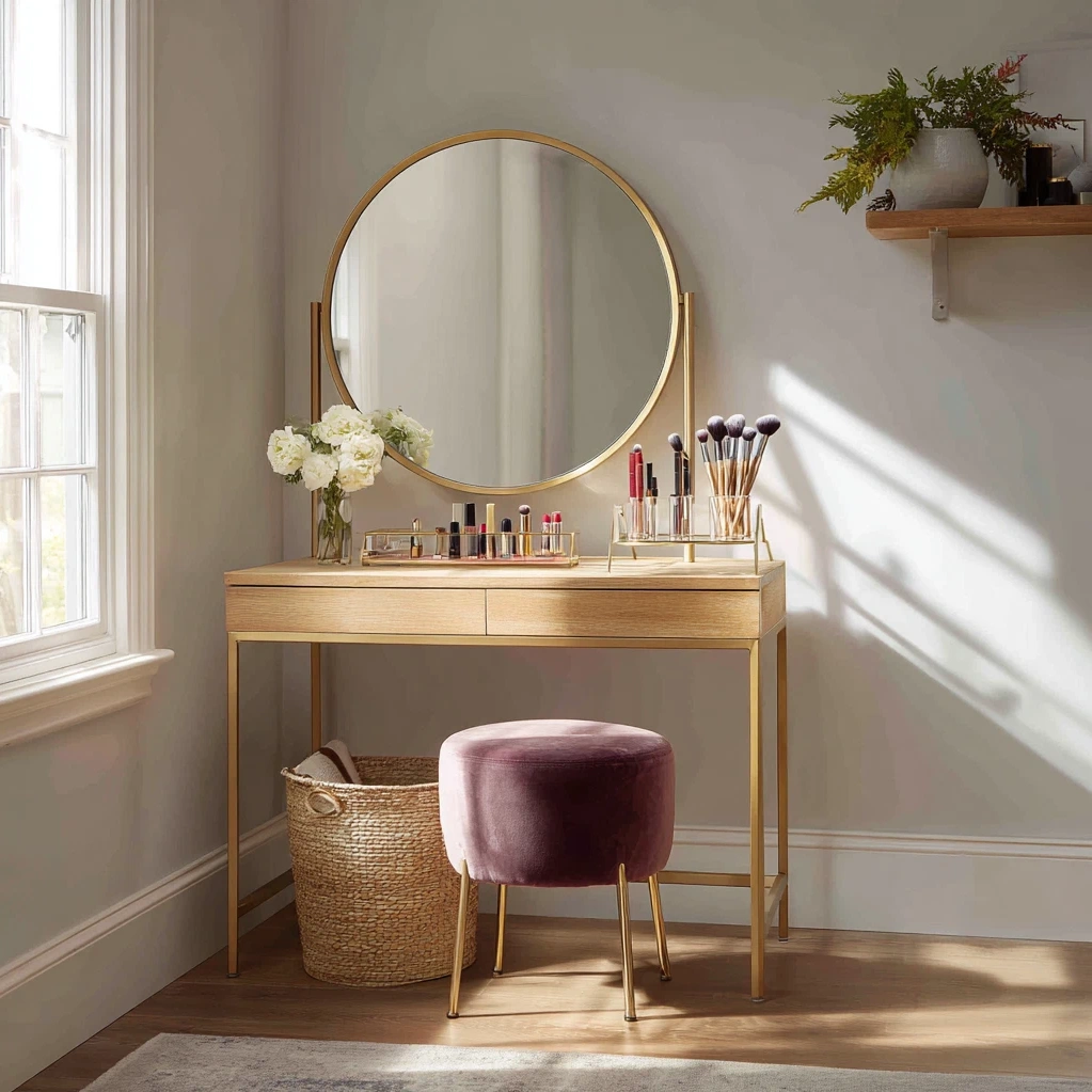 makeup vanity setup
