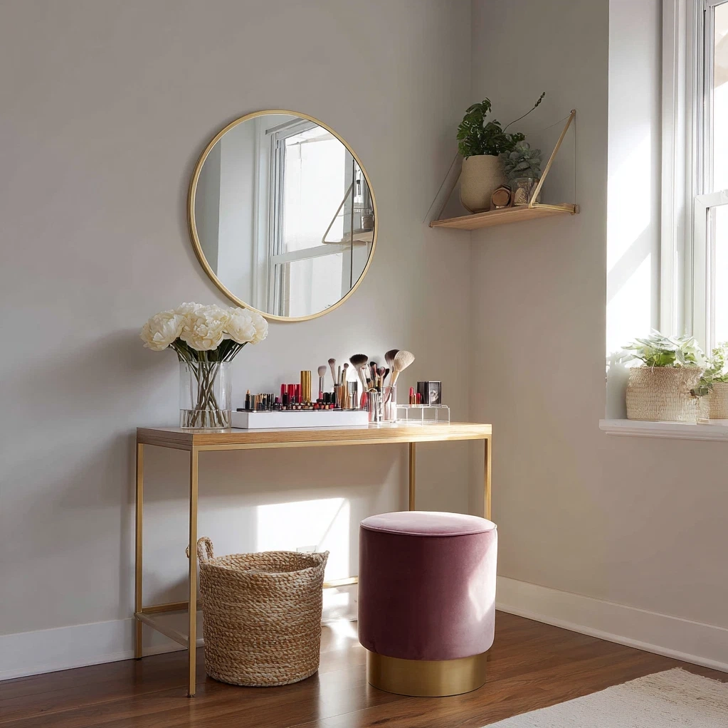 makeup vanity setup