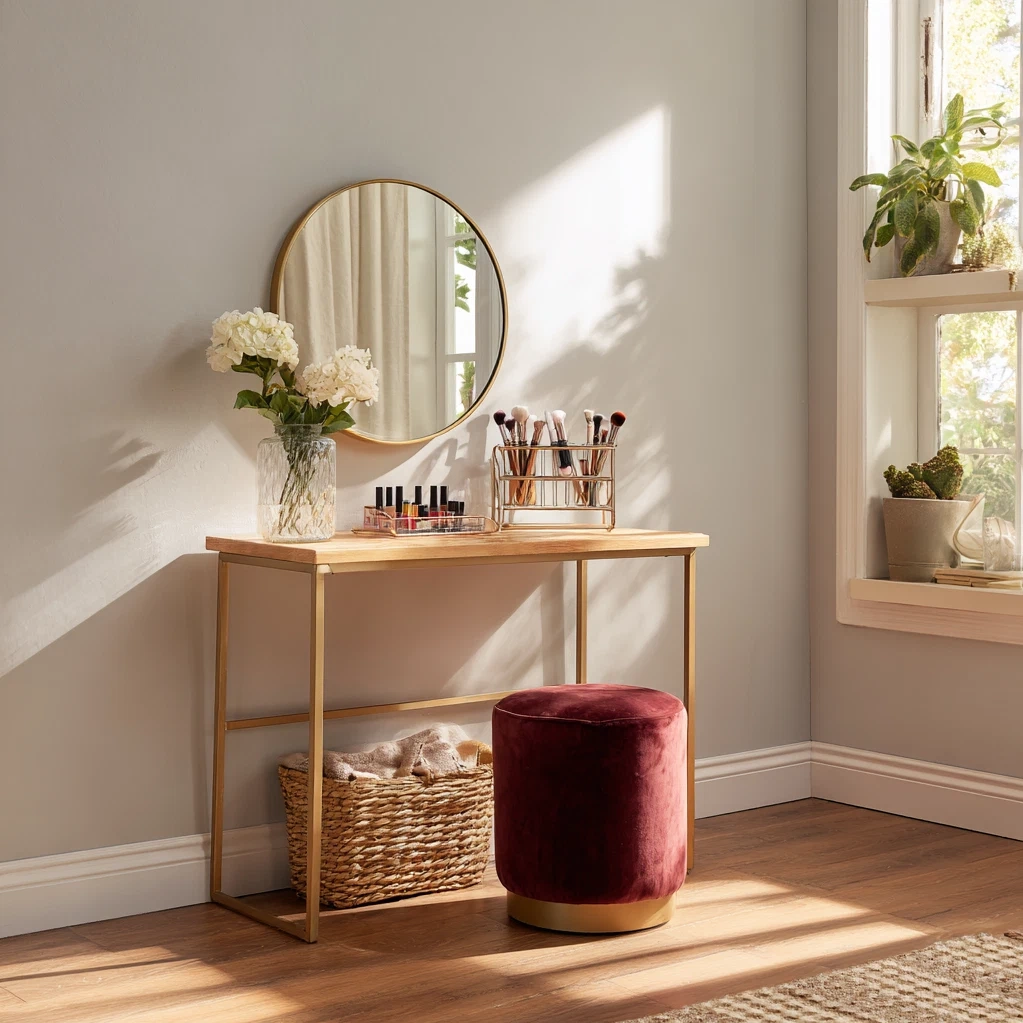 makeup vanity setup