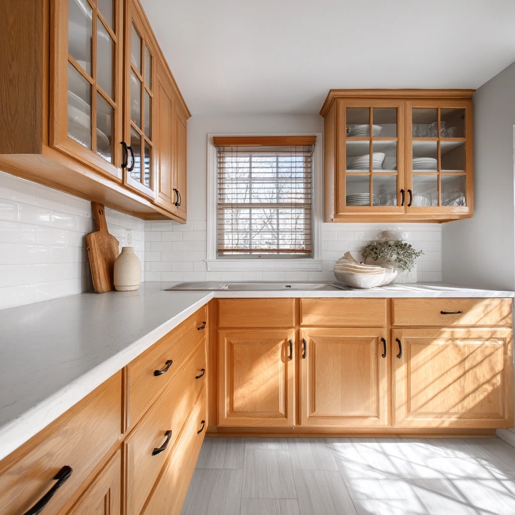 orange oak cabinet makeover
