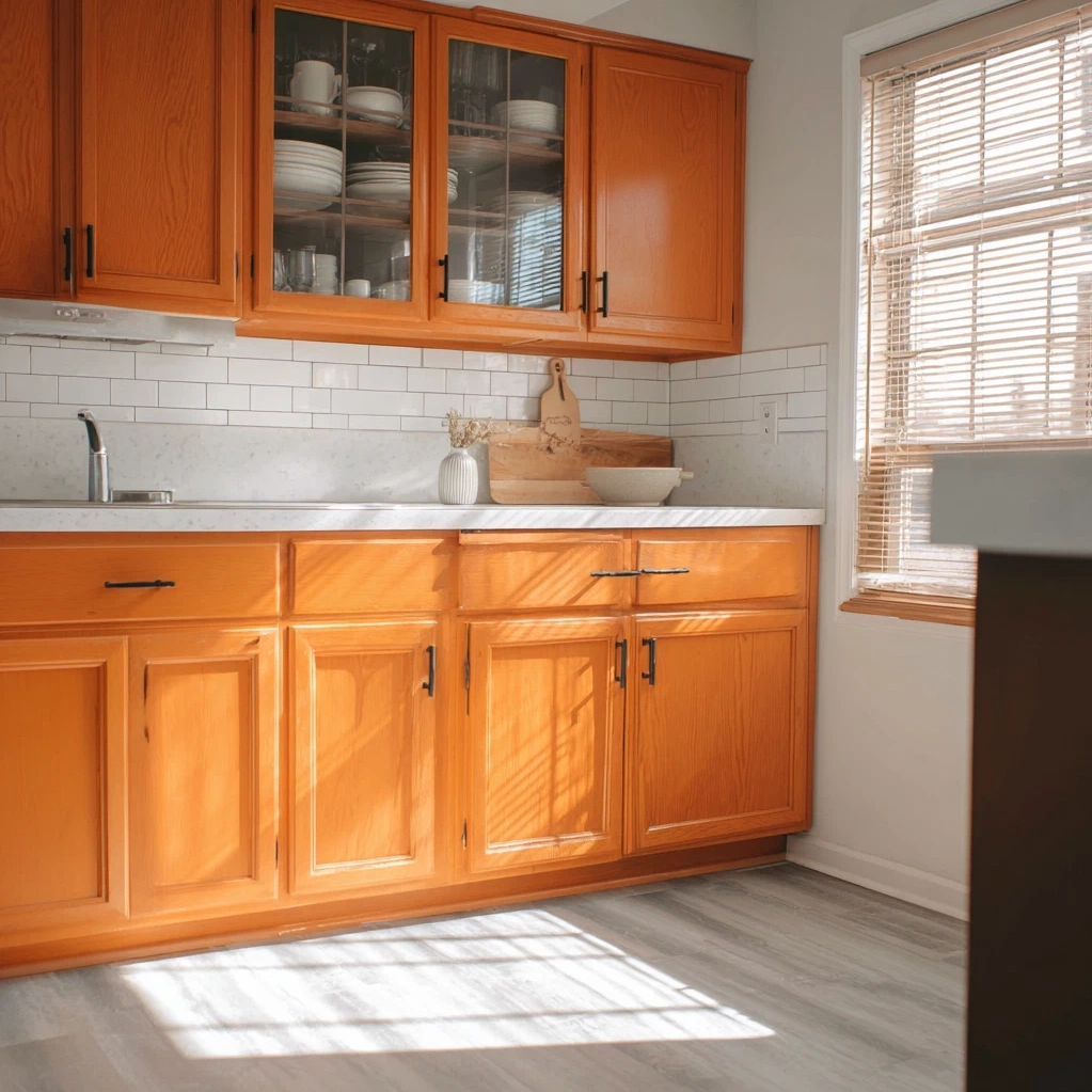 orange oak cabinet makeover