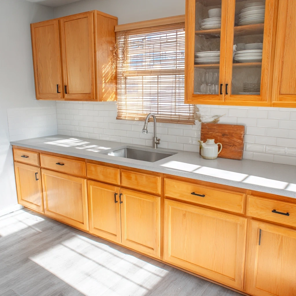orange oak cabinet makeover