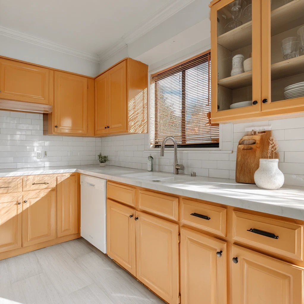 orange oak cabinet makeover