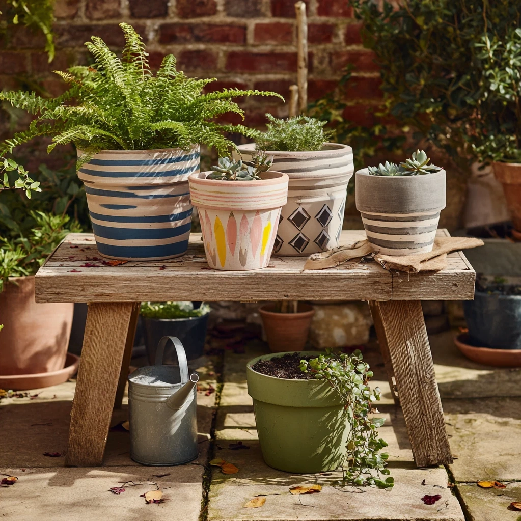 painted terracotta pots