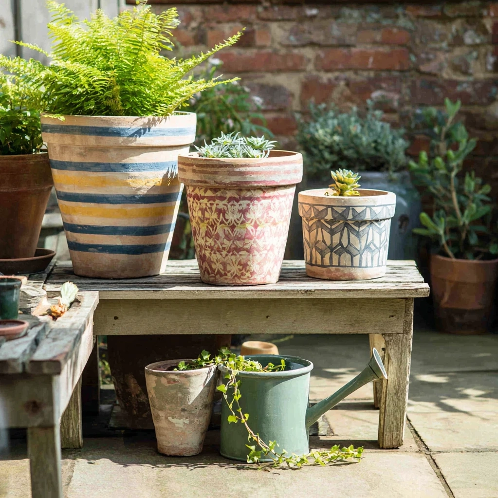 painted terracotta pots