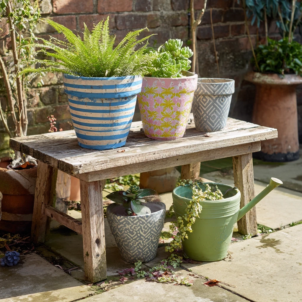 painted terracotta pots