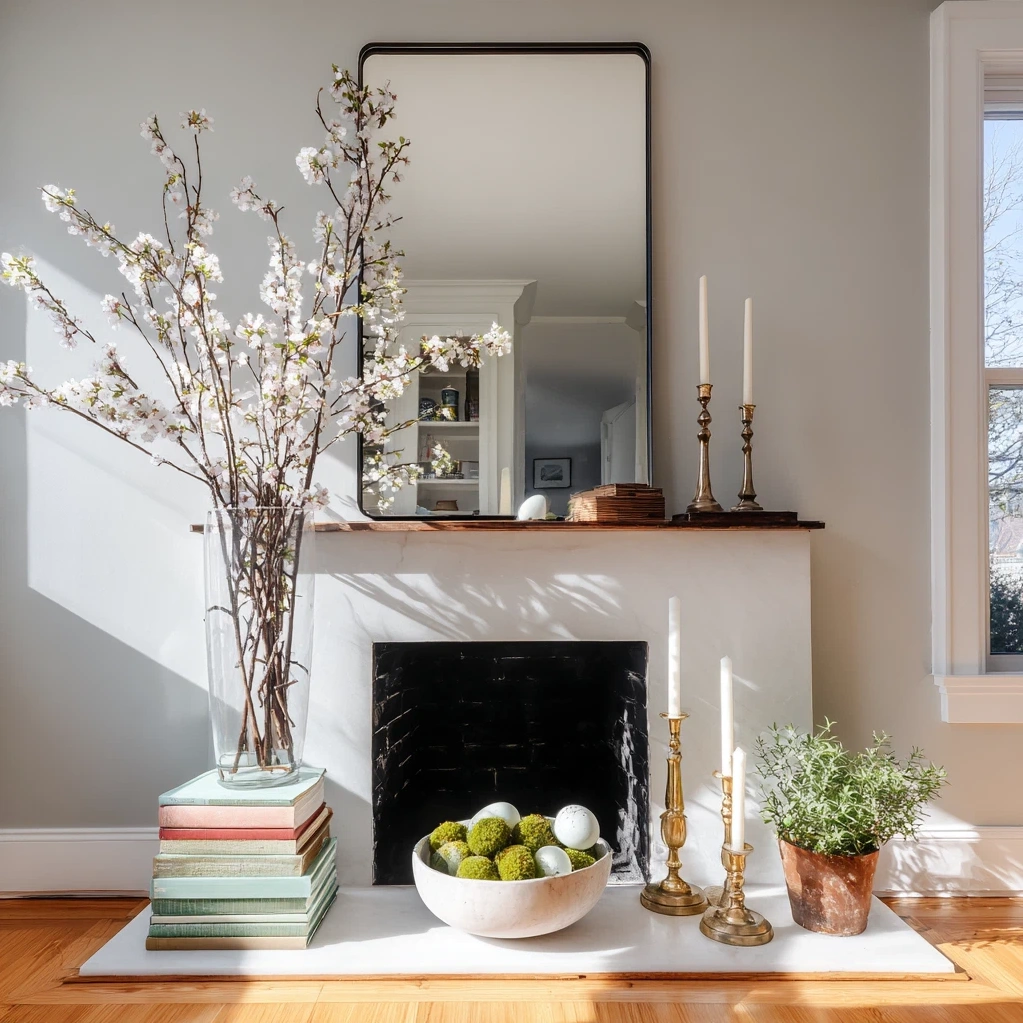 spring mantle decor