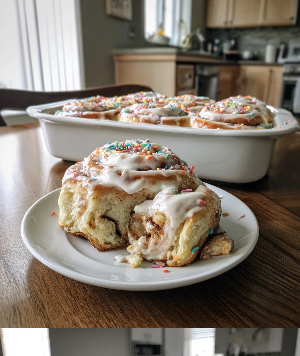 birthday cake cinnamon rolls