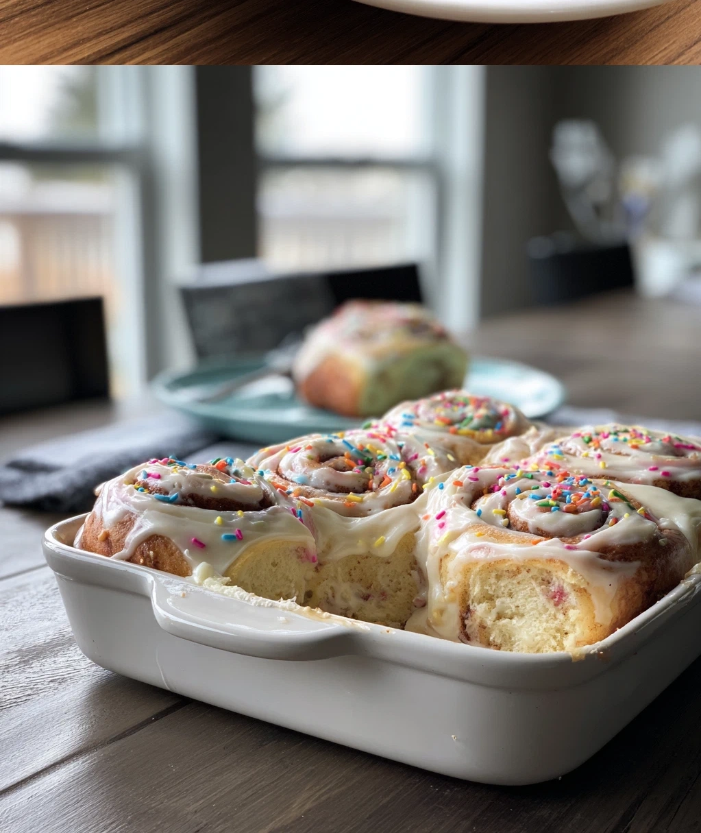 birthday cake cinnamon rolls