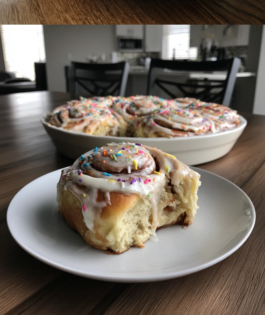 birthday cake cinnamon rolls