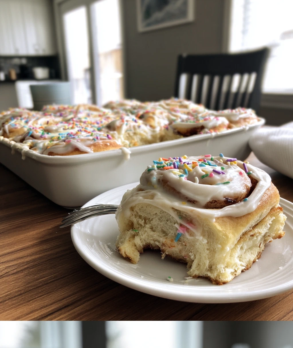 birthday cake cinnamon rolls