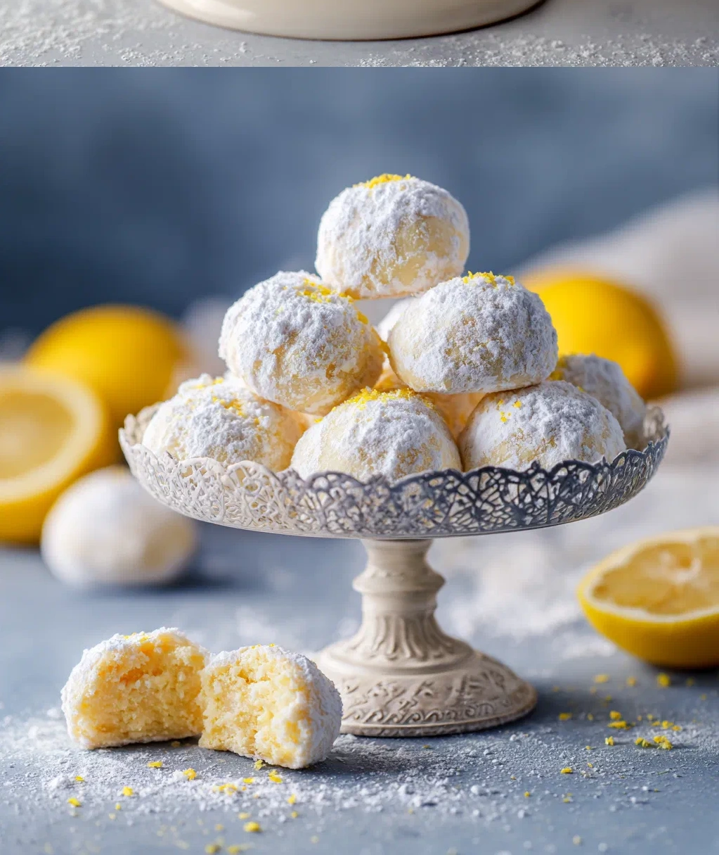 bright buttery lemon cream snowball cookies