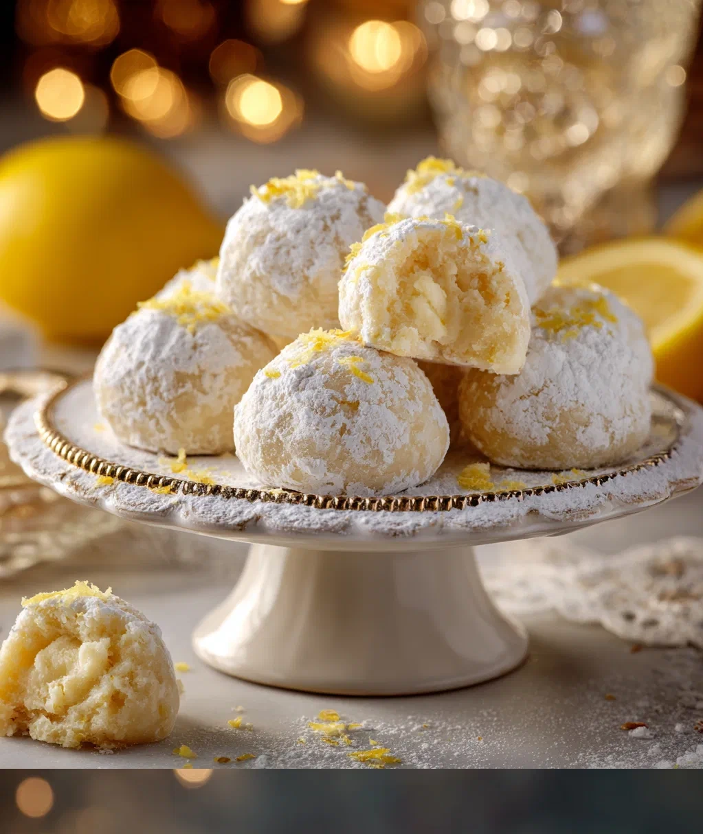 bright buttery lemon cream snowball cookies