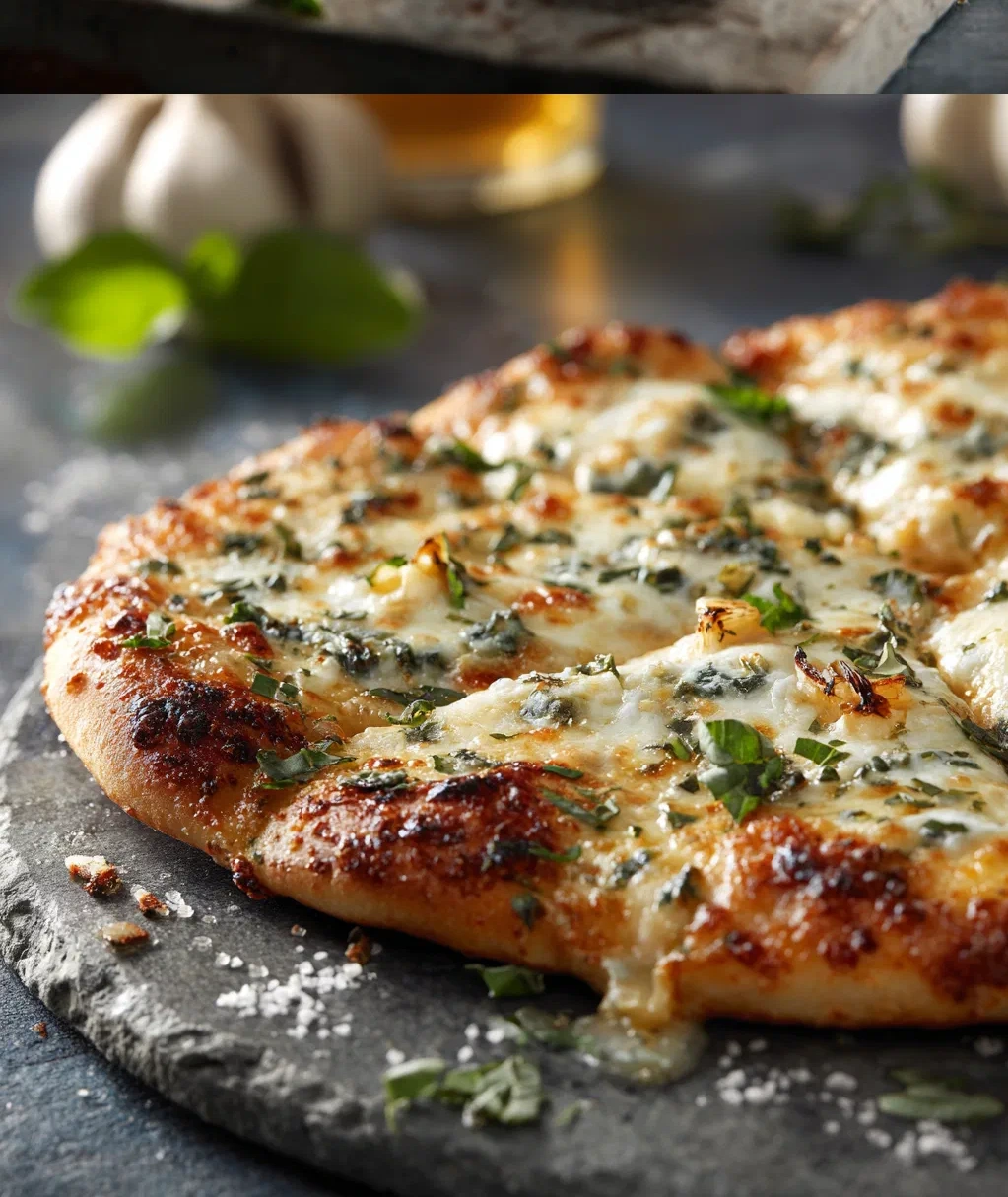 cheesy basil and garlic pizza