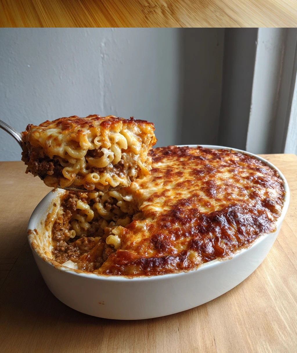cheesy beef and macaroni casserole