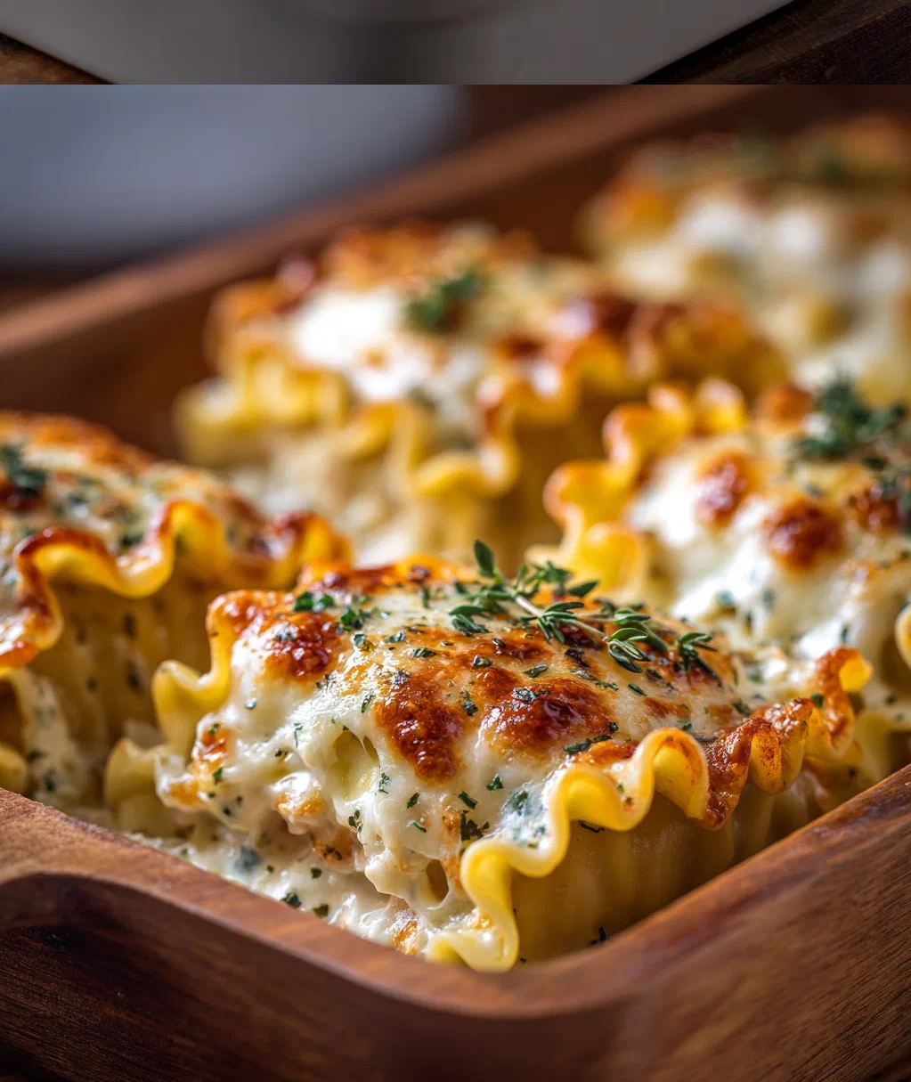 chicken alfredo lasagna rolls