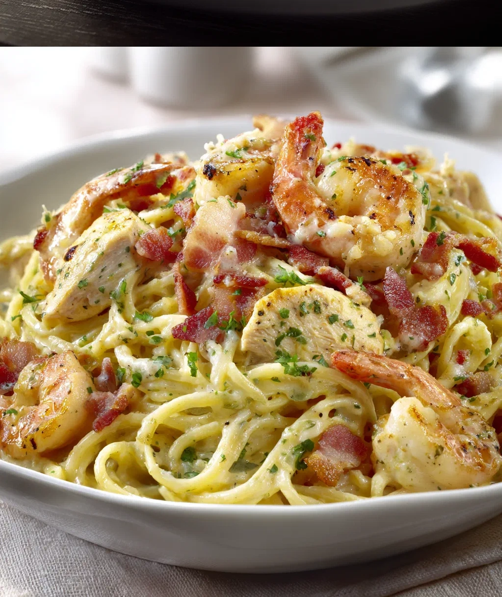 chicken and shrimp carbonara