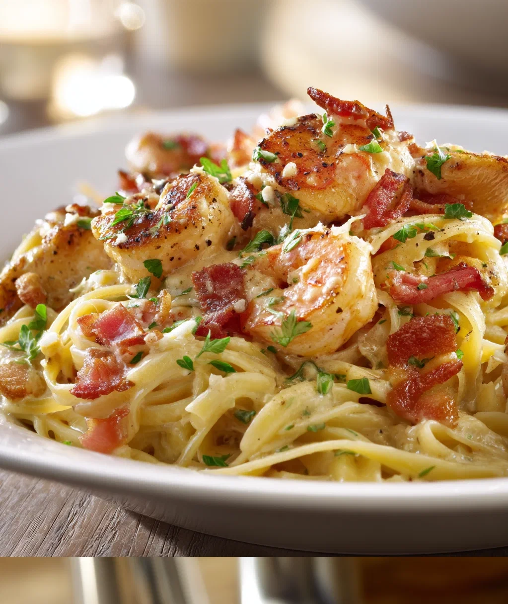 chicken and shrimp carbonara