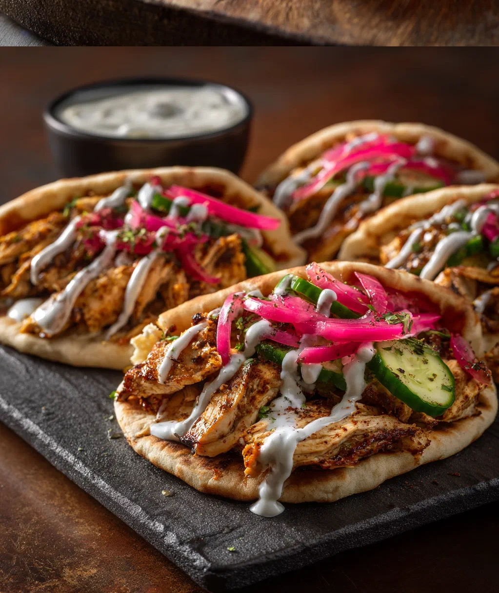 chicken shawarma with yogurt sauce