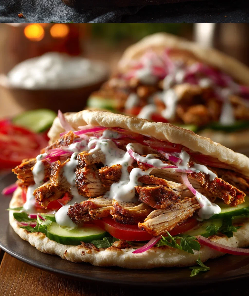 chicken shawarma with yogurt sauce