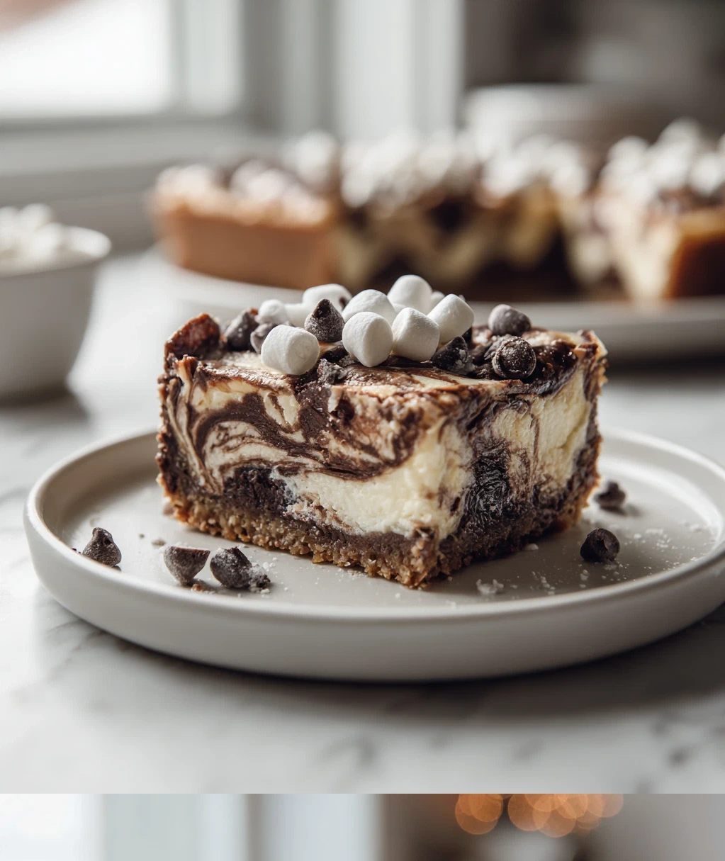 cozy hot chocolate cheesecake bars