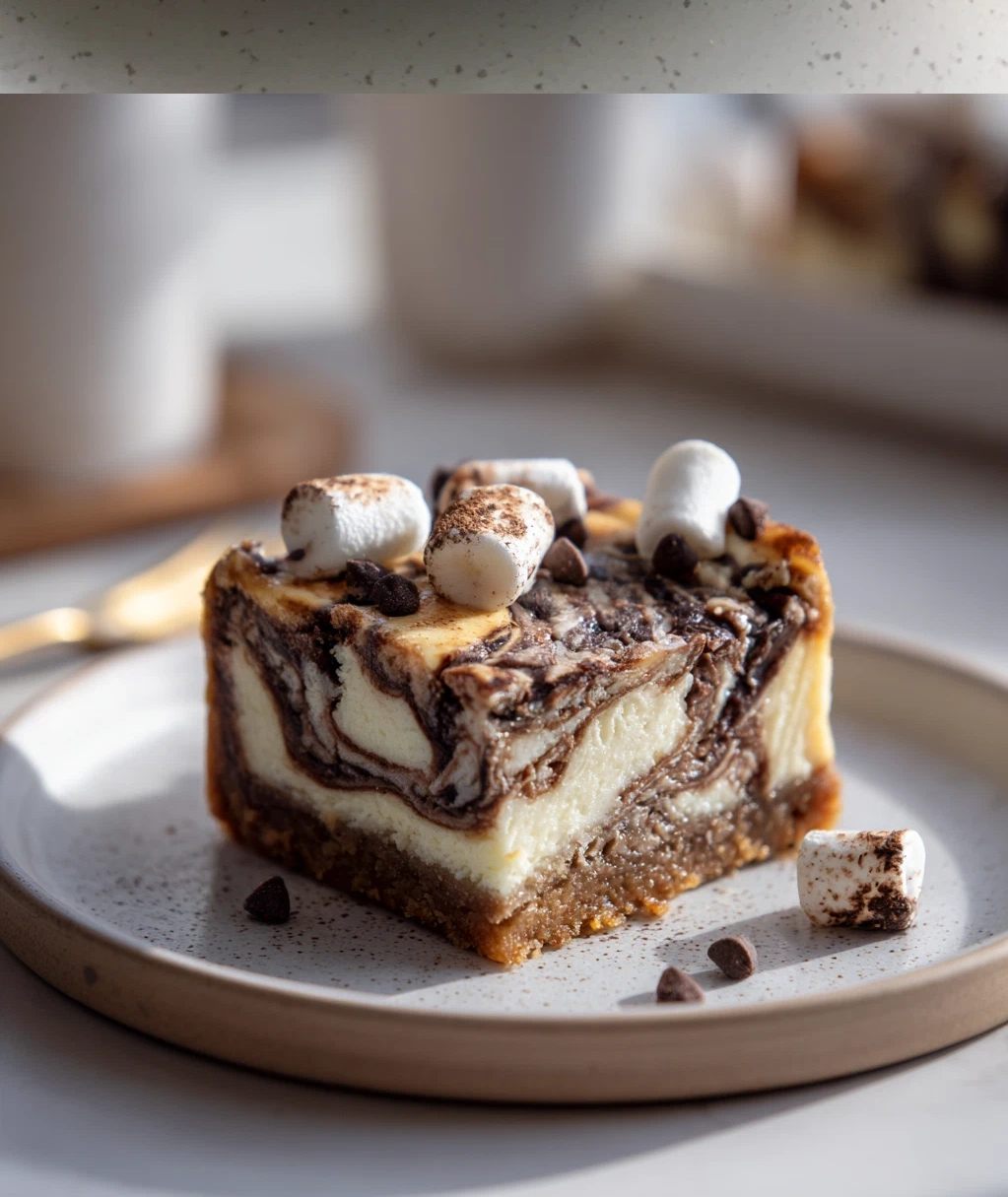 cozy hot chocolate cheesecake bars