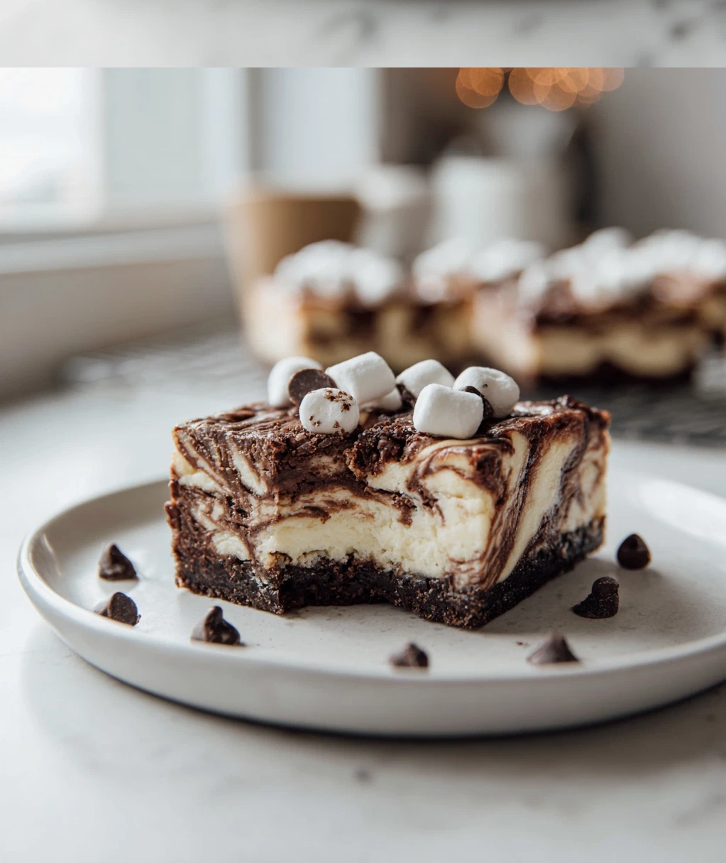 cozy hot chocolate cheesecake bars