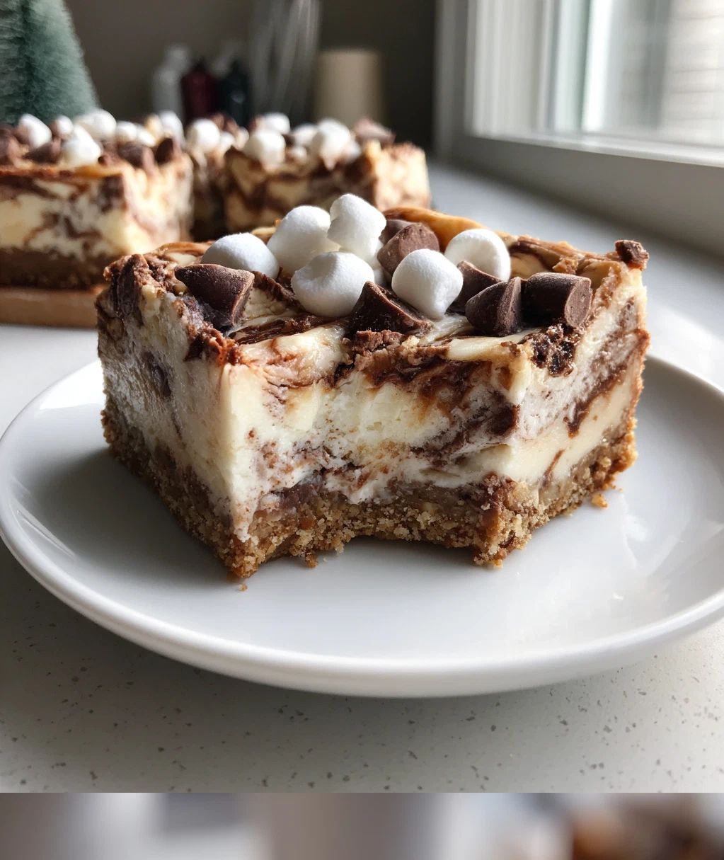 cozy hot chocolate cheesecake bars