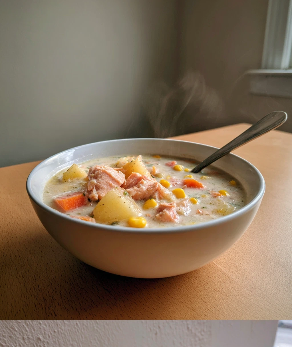 cozy salmon chowder