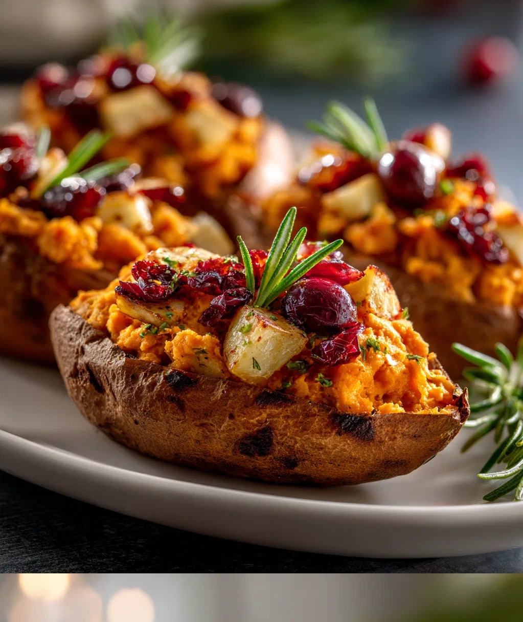 cranberry apple twice baked sweet potatoes