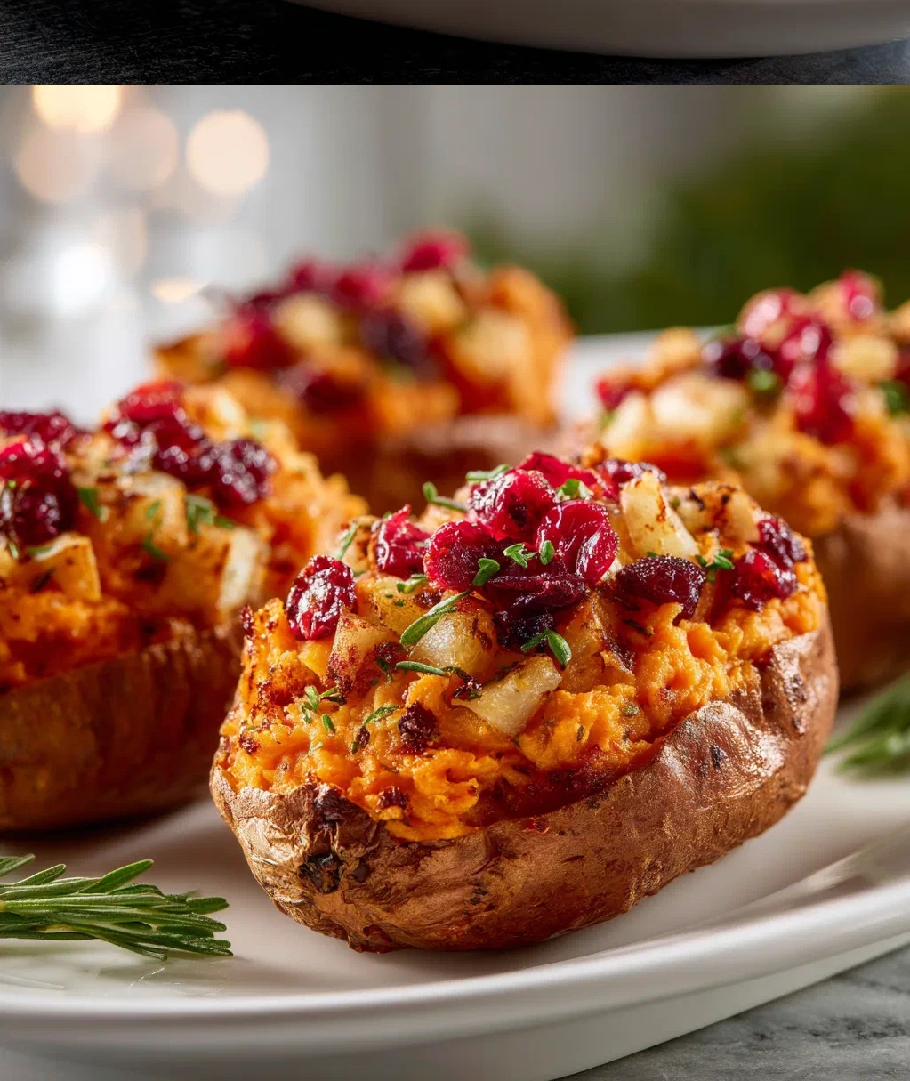cranberry apple twice baked sweet potatoes