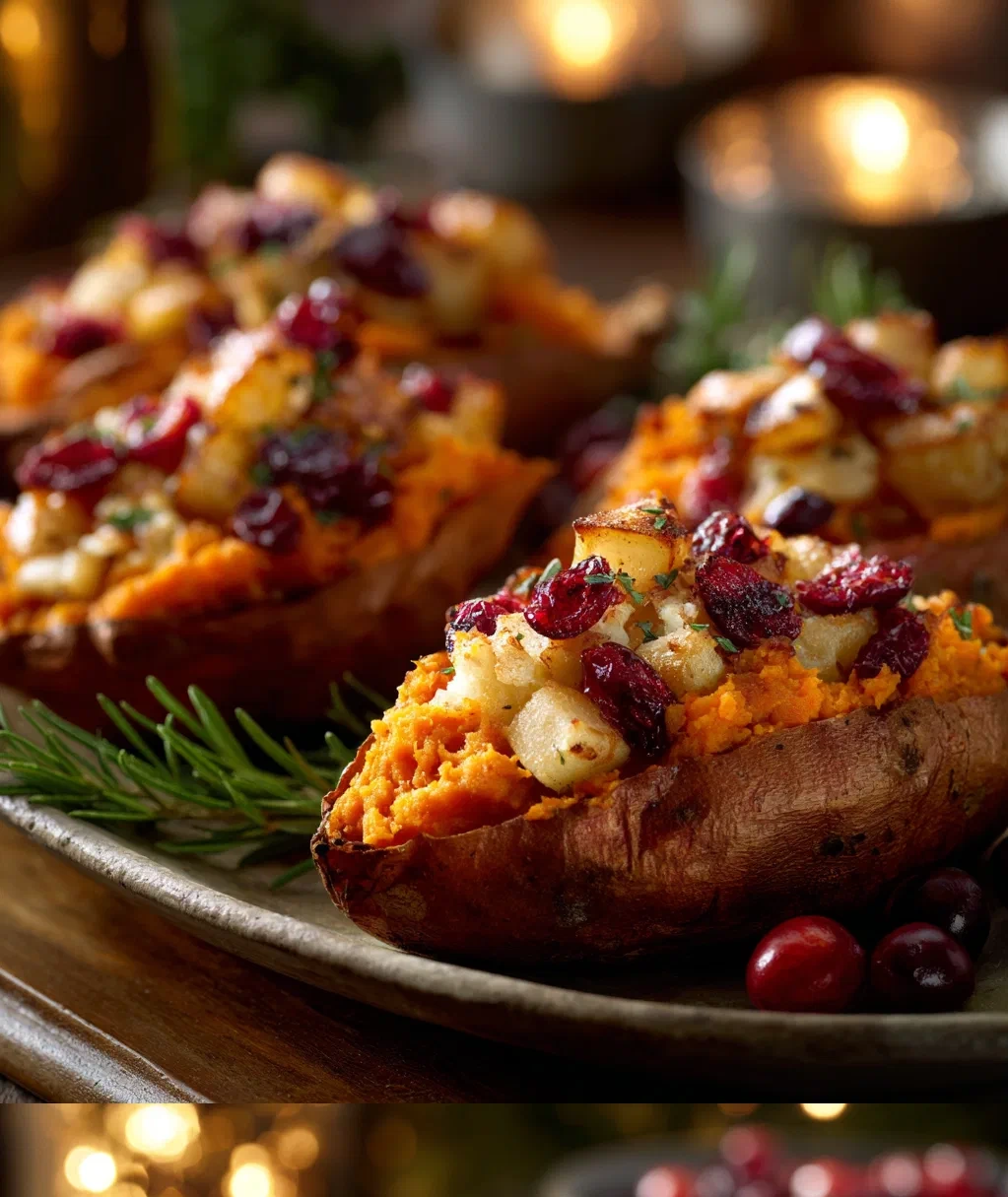 cranberry apple twice baked sweet potatoes