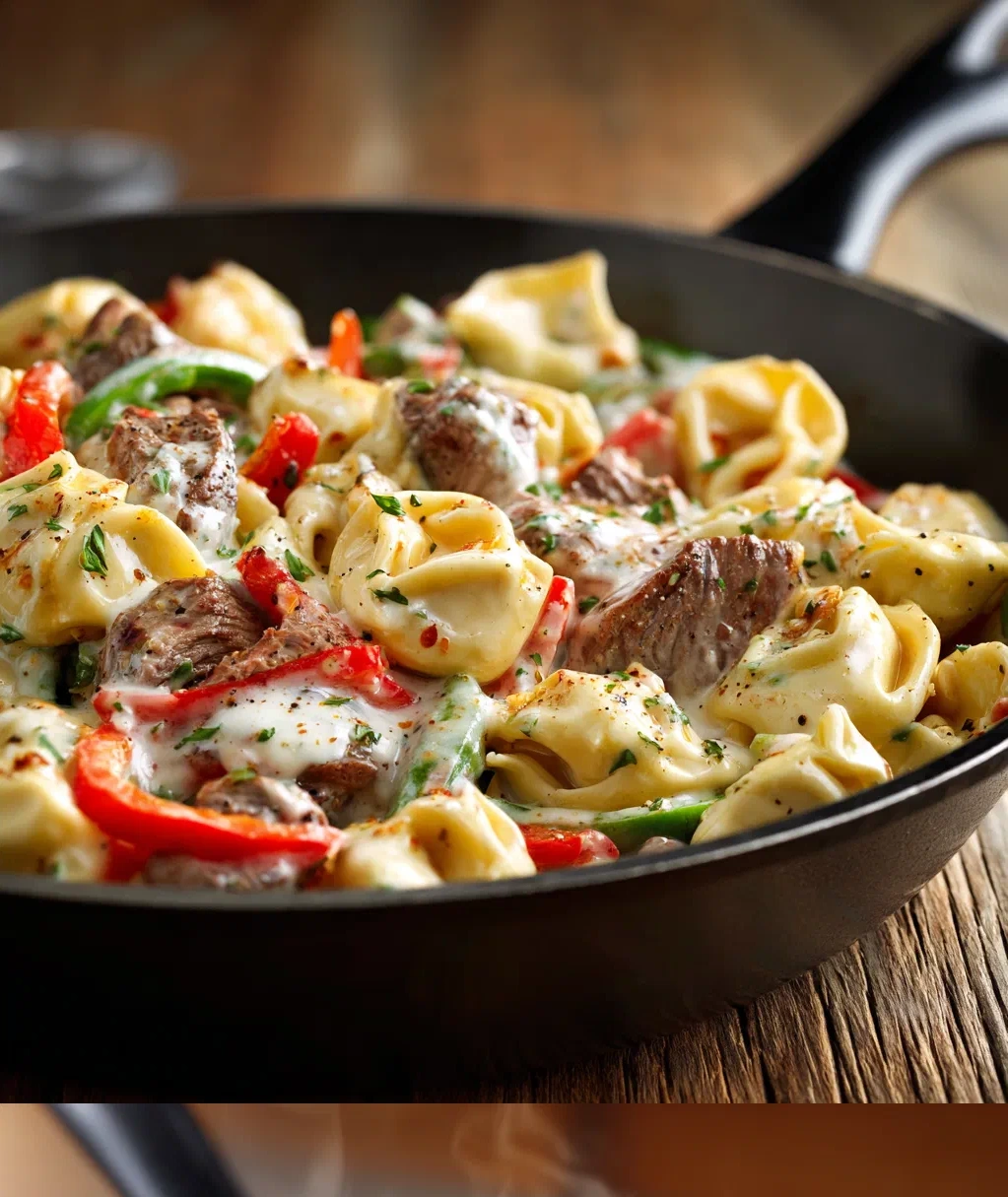 creamy cheesesteak tortellini