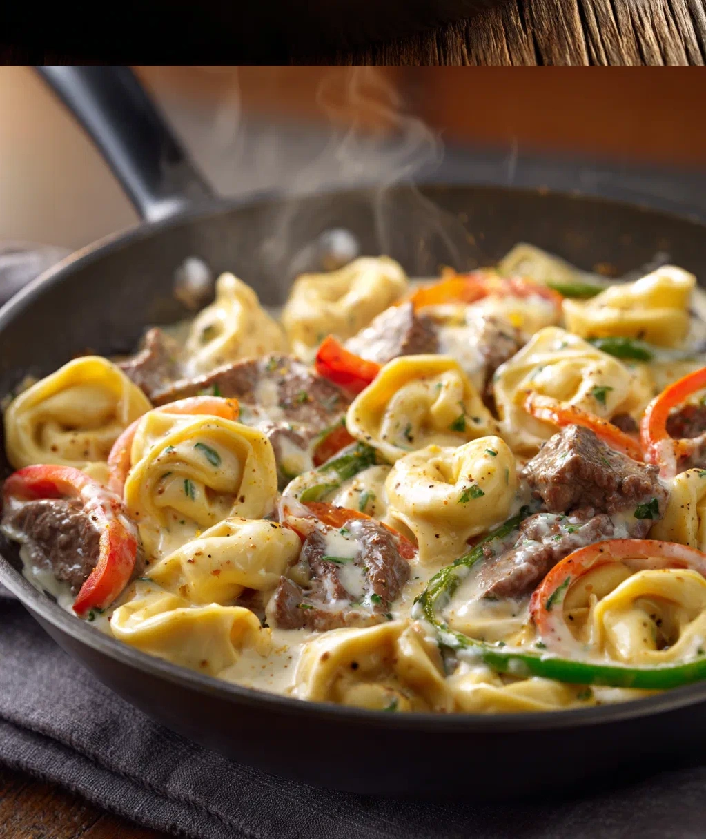 creamy cheesesteak tortellini