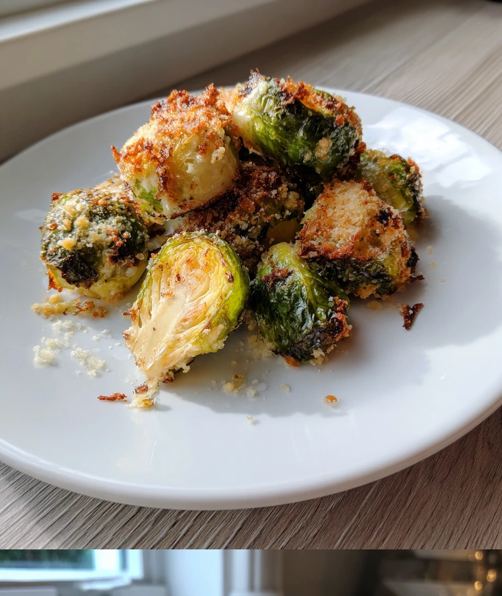 crispy parmesan crusted roasted brussels sprouts