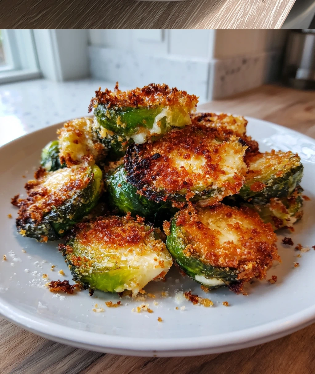 crispy parmesan crusted roasted brussels sprouts