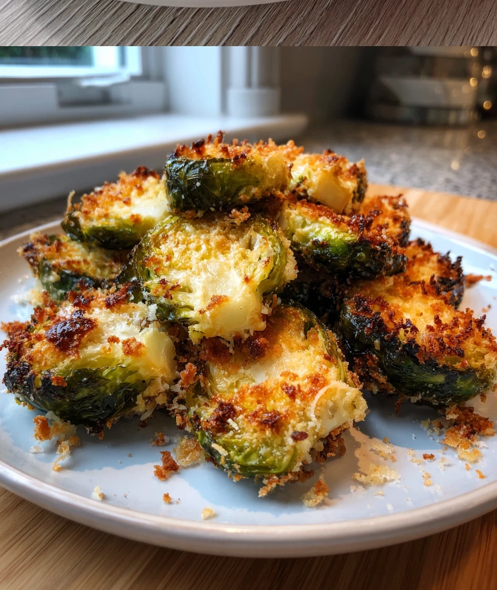 crispy parmesan crusted roasted brussels sprouts