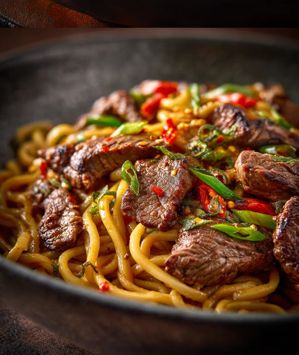garlic butter steak lightning noodles