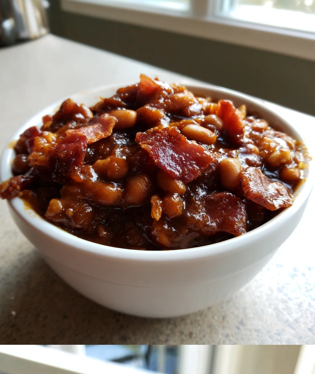 hearty slow cooker cowboy beans