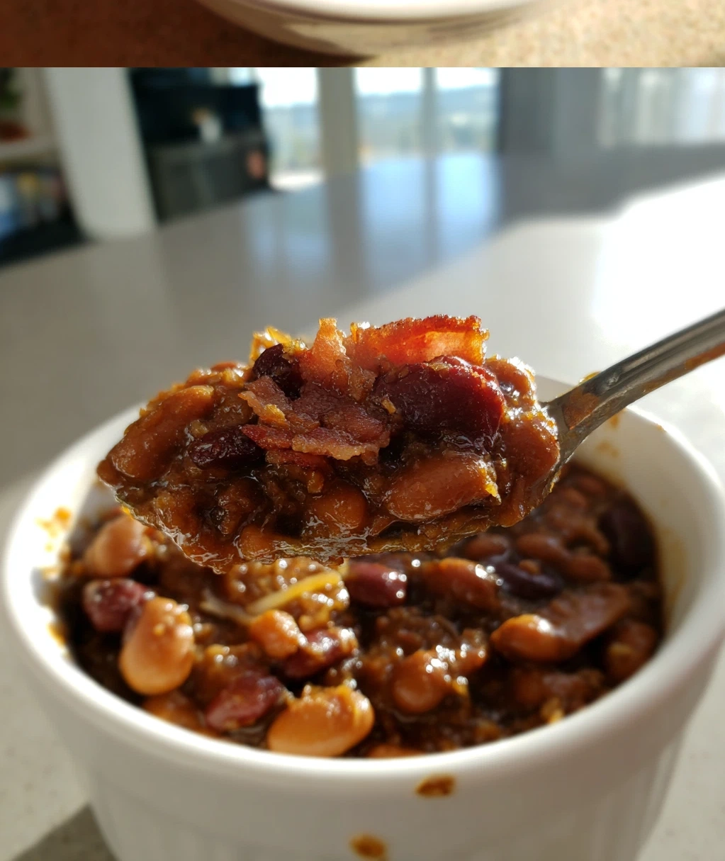 hearty slow cooker cowboy beans