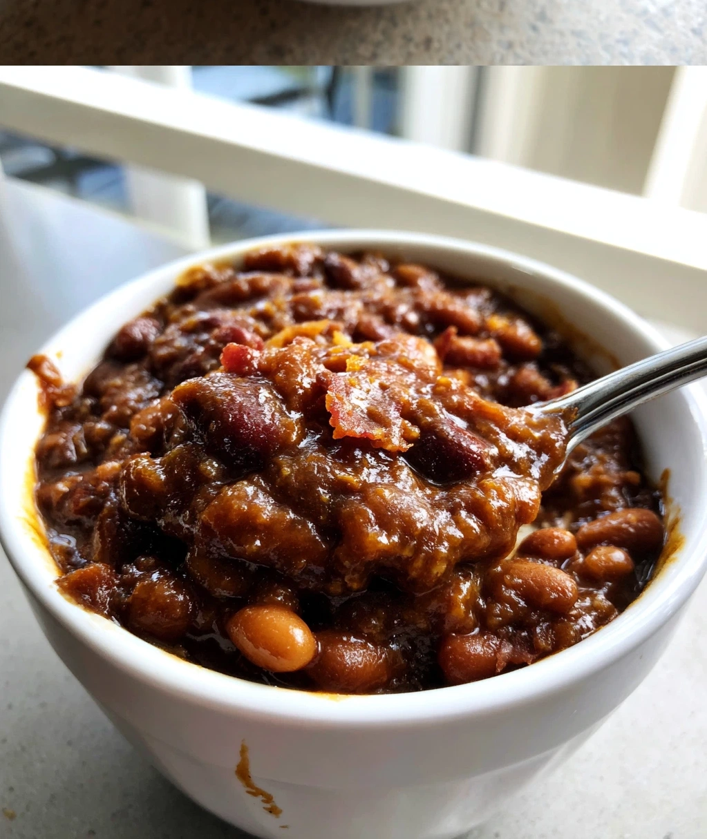 hearty slow cooker cowboy beans