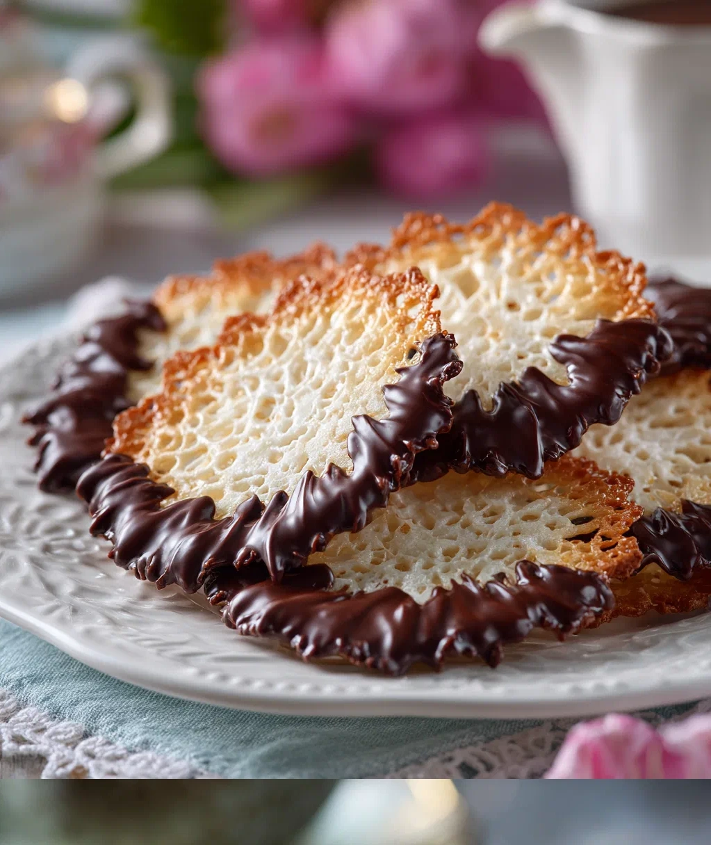 lace cookies with chocolate