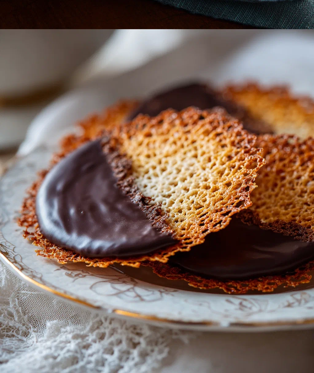 lace cookies with chocolate