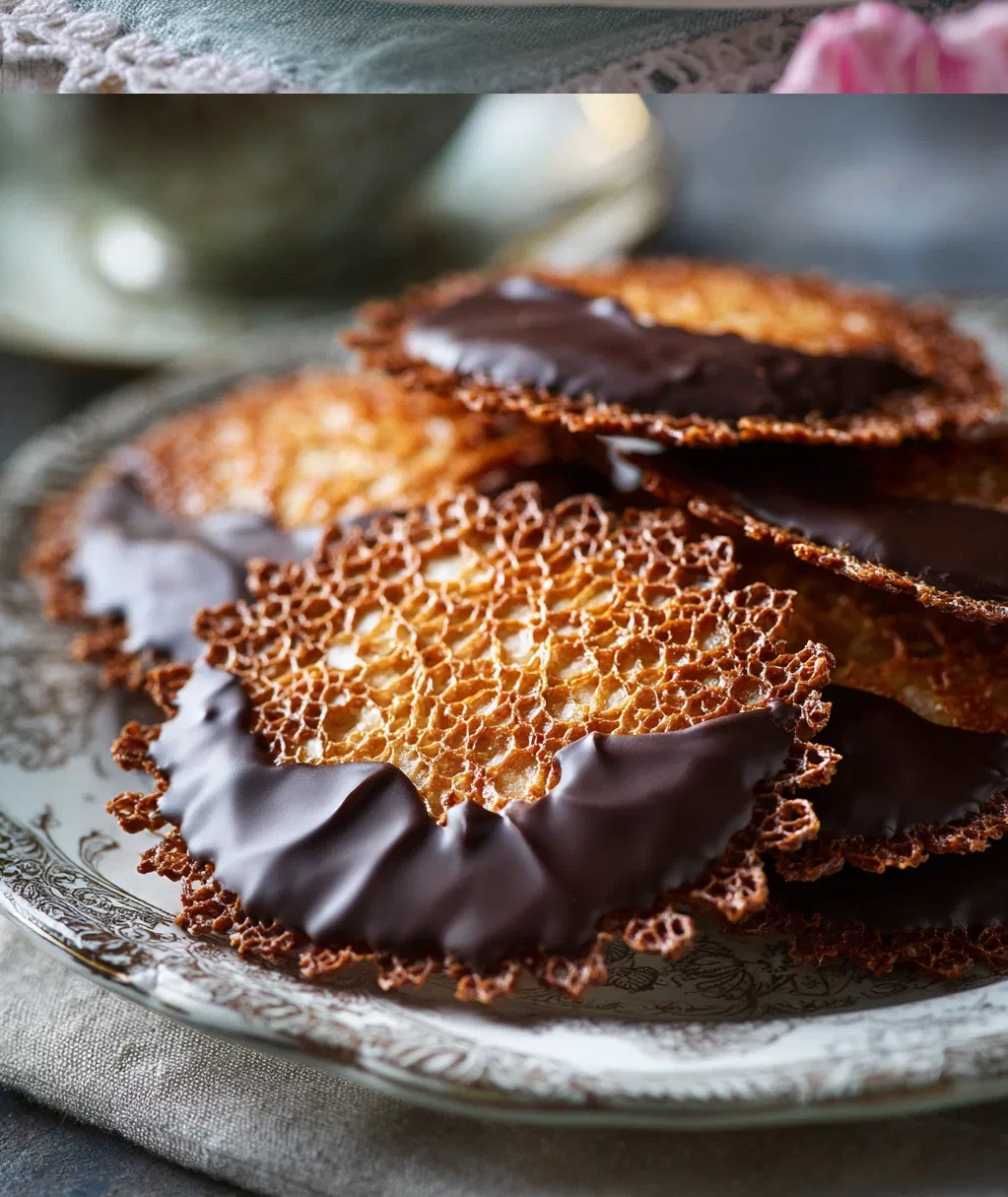lace cookies with chocolate