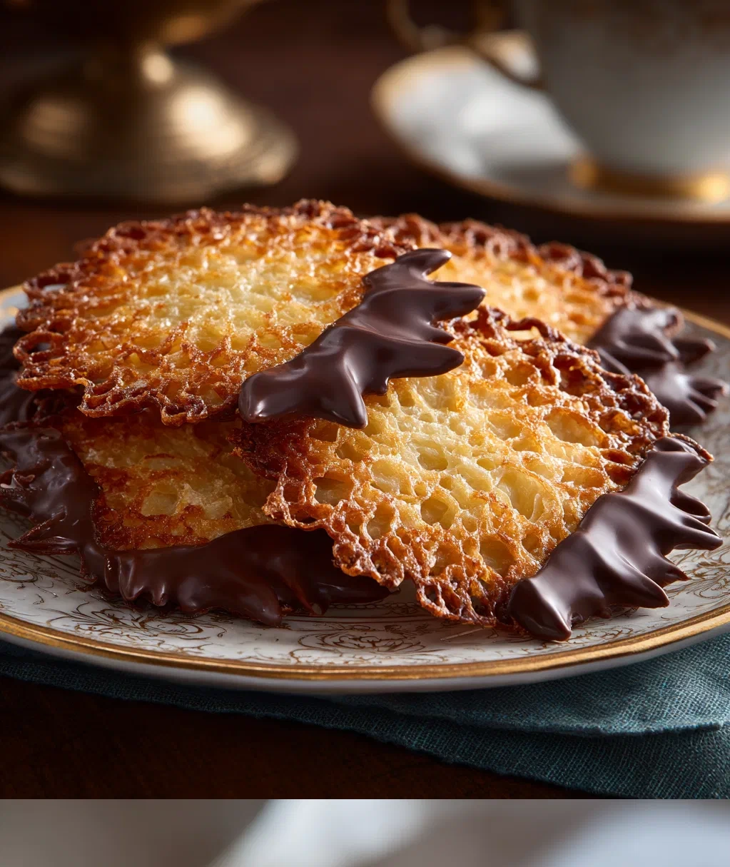 lace cookies with chocolate
