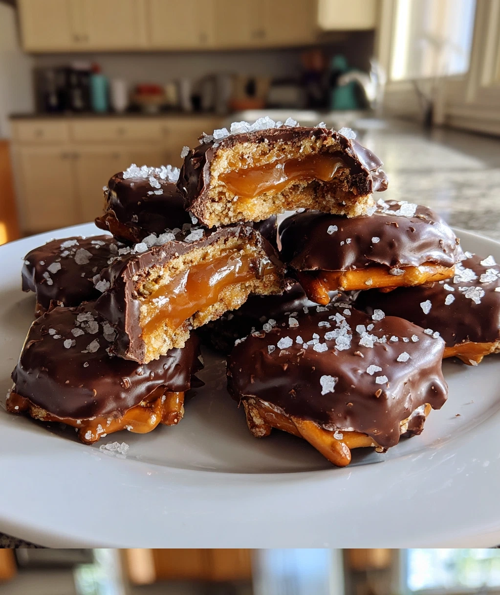 no bake salted caramel pretzel bites